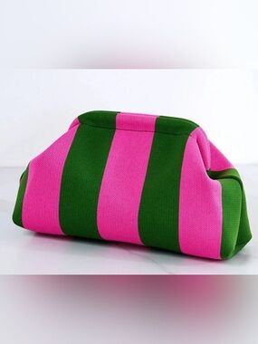 Pink and Green Striped Women’s Dumpling Clutch Bag NWT